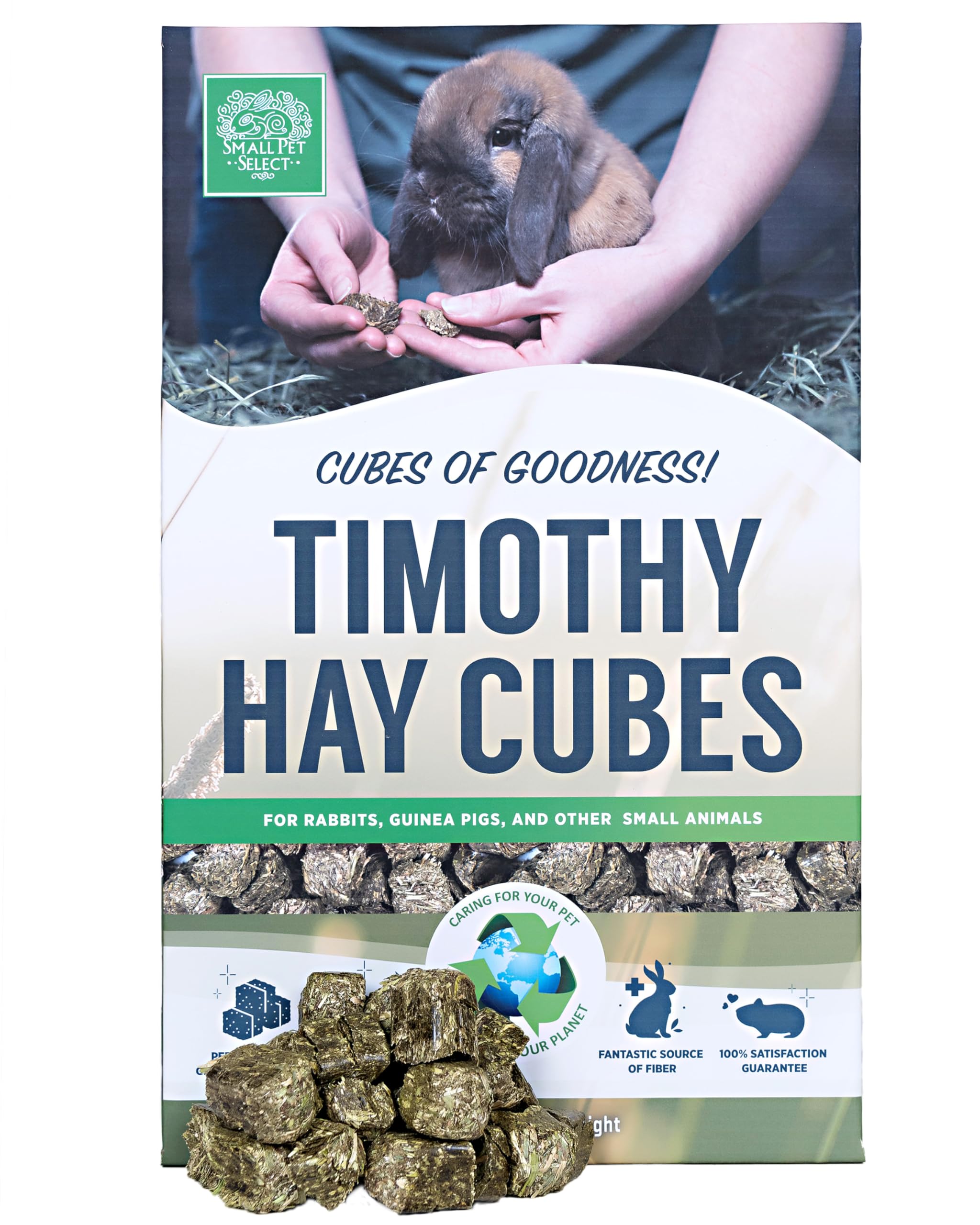 Small Pet Select - Straight Timothy Hay Cubes - 100% All Natural Timothy Hay, Not Blended - Delivered Fresh, Guarantee, 5lb (2.27kg)