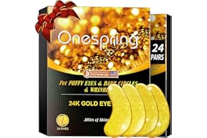Onespring Under Eye Patches (24 Pairs) - Valentines Day Gifts for Women - Golden Under Eye Mask for Dark Circles, Puffiness & Wrinkles, Eye Gels Pads for Refreshing, Revitalizing - Bridesmaid Gifts