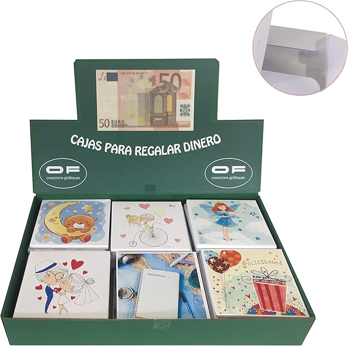 Expositor 42 Cajas regalar dinero surtido 10x10cm: Amazon.es: Oficina y papelería