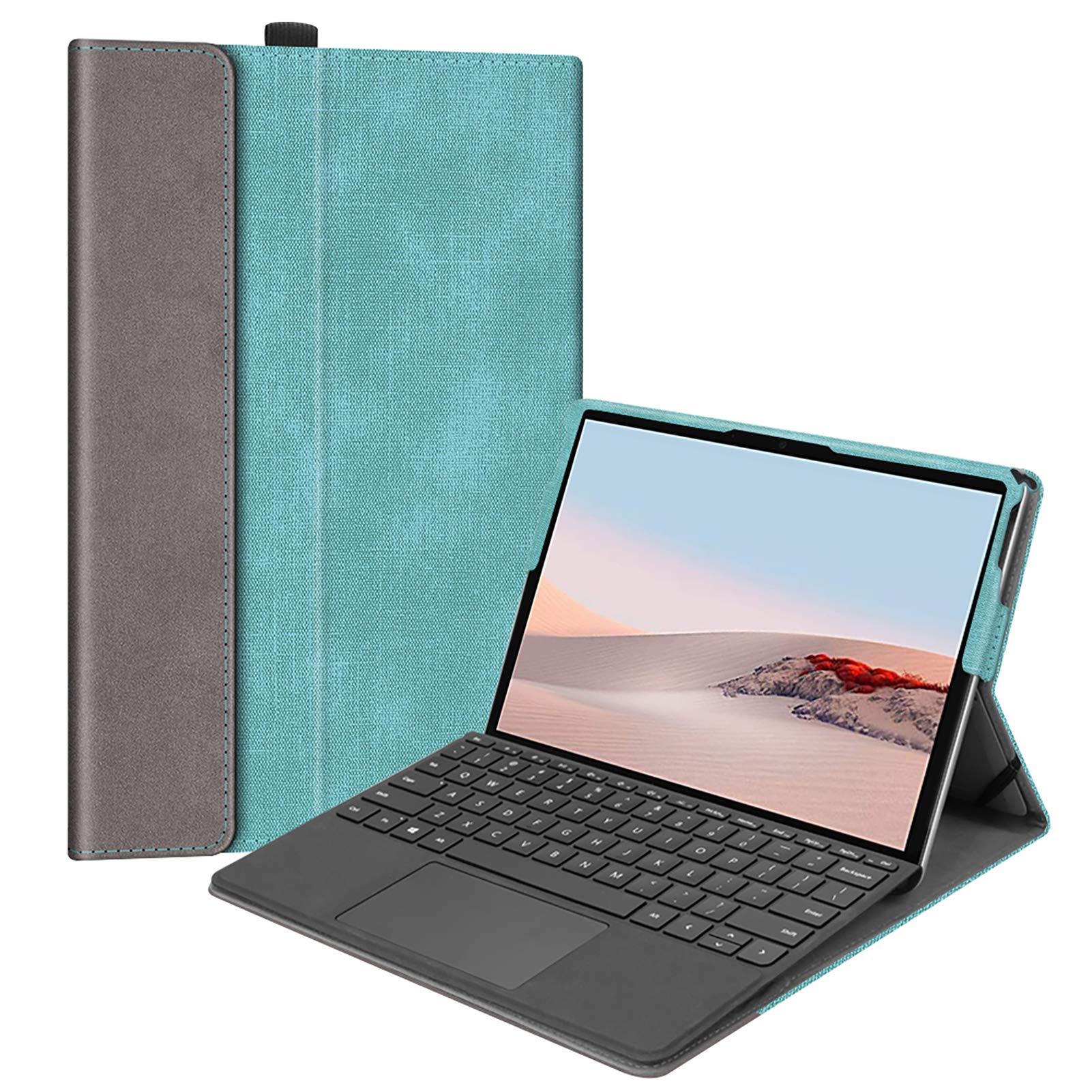 FINTIE Case for Microsoft Surface Go 4/3/2/1 (2023-2018), 10.5 inch Multiple Angle Portfolio Cover, Compatible with Kickstand and Type Cover Keyboard, Turquoise