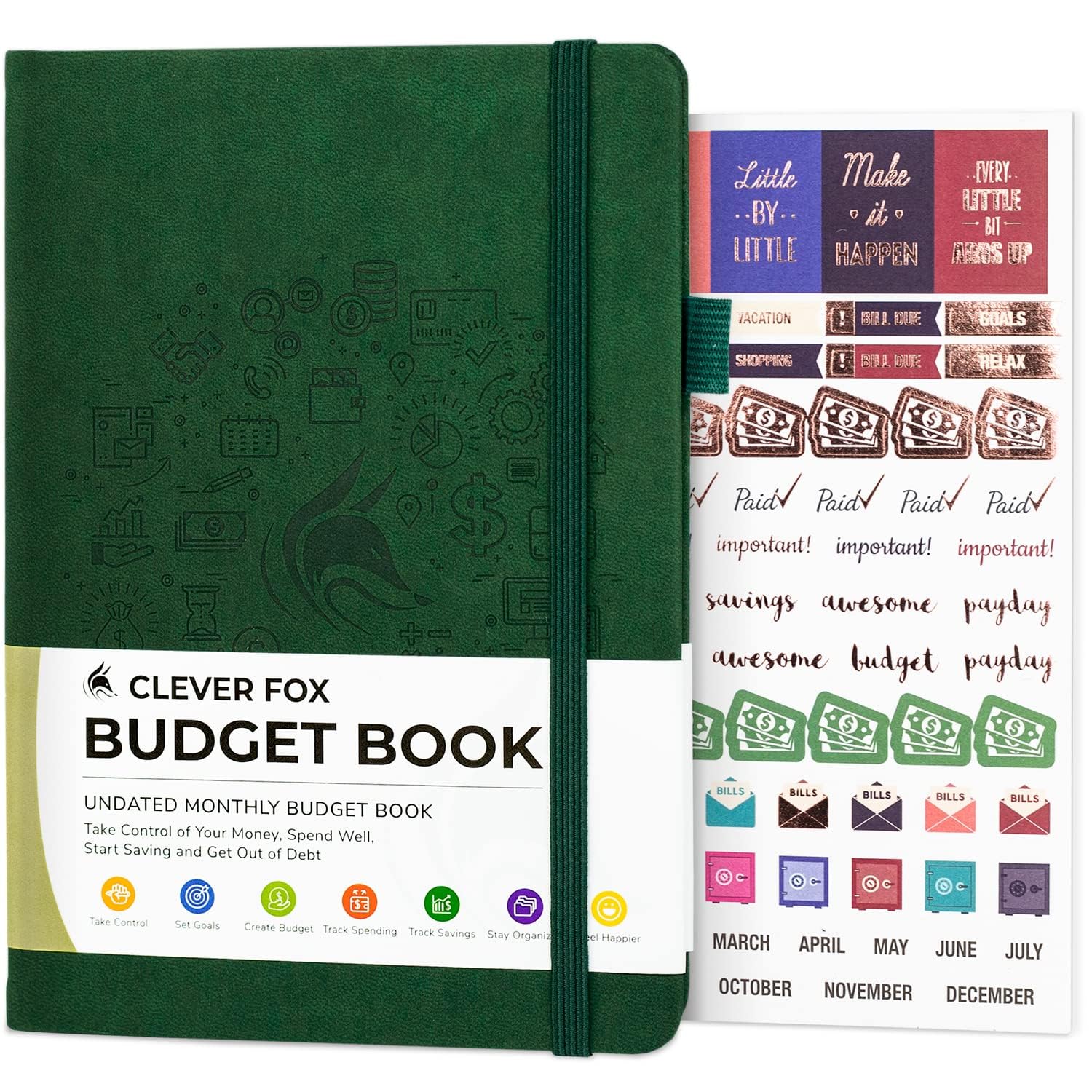 Clever Fox Budget Book – Financial Planner Organizer & Expense Tracker. Money Planner Account Notebook for Monthly Budgeting. Compact (Moss Green)