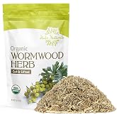 Halo Naturals Organic Wormwood Herb Cut &amp; Sifted, 4 Ounces (Artemisia Absinthium) USDA Certified Wormwood Tea | Non-GMO | Vegan| Resealable Pouch| Packaged in The USA (Pack of 1)