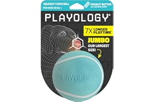 Playology Dog Toys | Squeaky Chew Ball - Bouncy Durable Floating Fetch Ball for Dogs | Jumbo Peanut Butter Scented Toy - Easy to Clean and Made from Non Toxic Materials