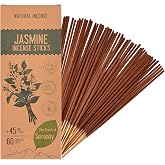 Jasmine Incense Sticks - Aromatherapy for Relaxation, Meditation, 60 Count