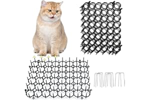 KOKMEYA Cat Repellent Mat - 8 x 6 Inch Cat Scat Mat with Spikes, 6 Pack, Keeps Cats Out of Potted Plants with 8U-Shaped Pegs,