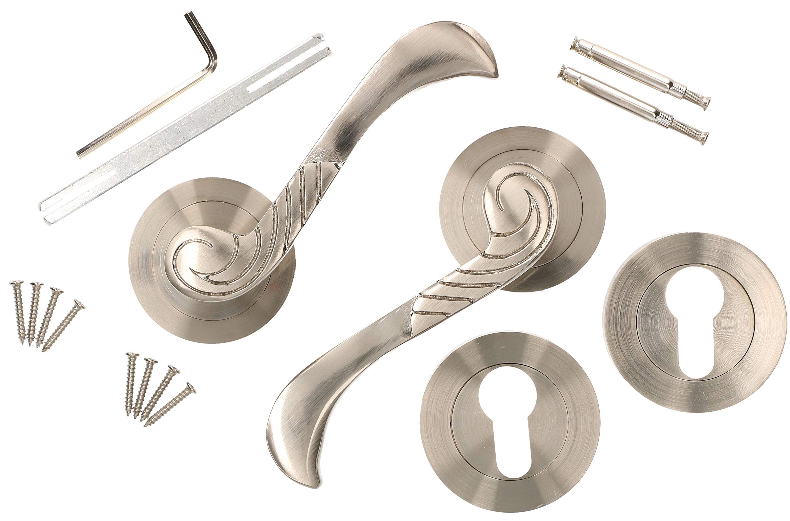 KOTARBAU® Door Handle Set 110 mm Satin PZ Profile Cylinder Universal