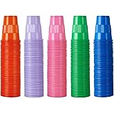 Lilymicky 500 Pack 9 oz Plastic Cups, Disposable Party Drinking Cups in Assorted Colors, 5 Colors, Perfect for Picnics, Celebrations and Christmas Day