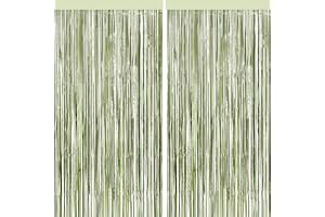 4 Packs Sage Green Foil Fringe Curtain, Light Green Glitter Metallic Tinsel Backdrop for Boho Birthday Wedding Bridal Baby Shower Engagement Martini Party Decorations Supplies