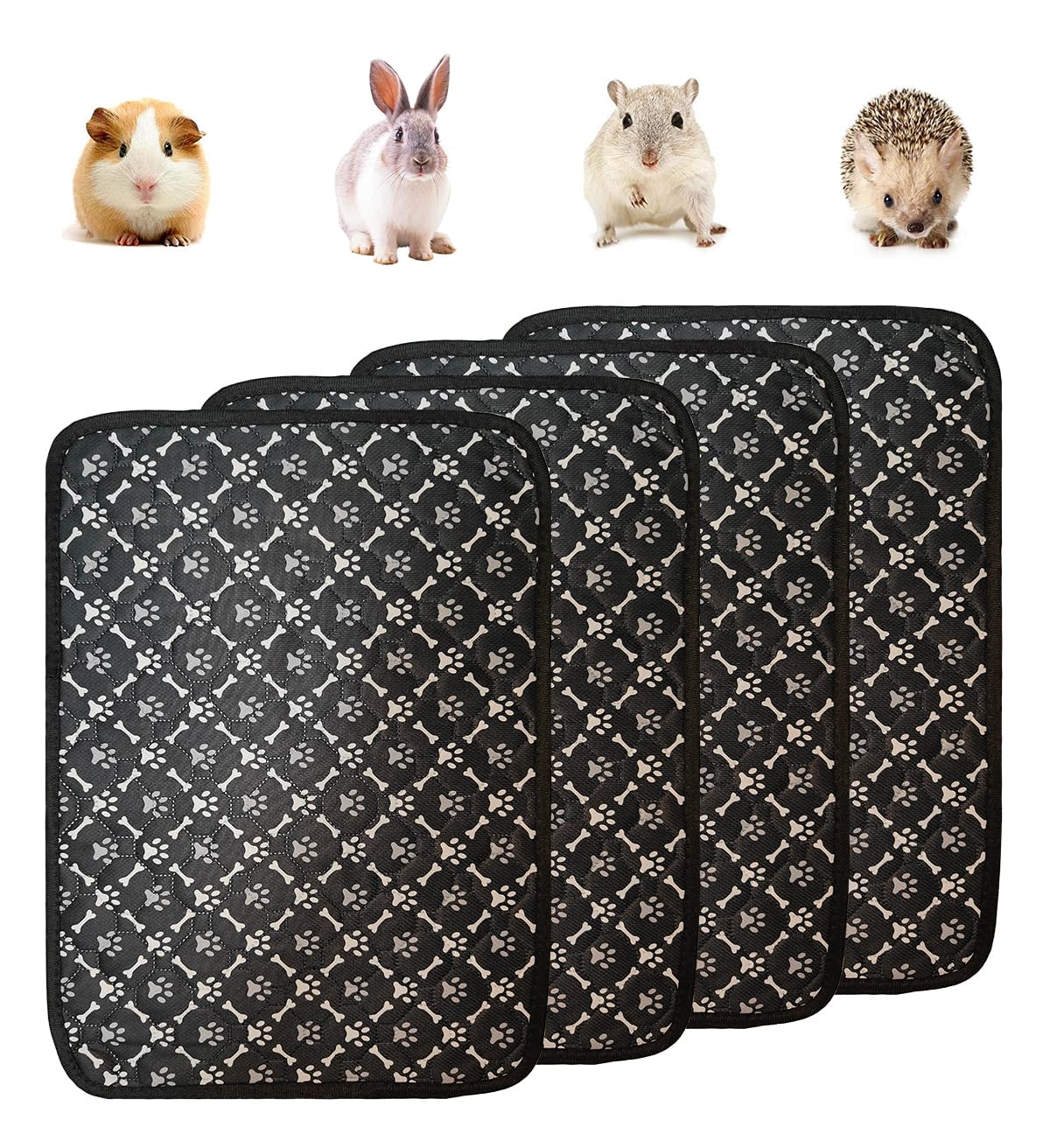 Kuivoo 4 Pack Guinea Pig Cage Liners,Reusable Washable Guinea Pig Bedding,High Absorbent Small Animal Mat with Waterproof Bottom for Rabbit,Hedgehog, Hamsters,Chinchilla,50*35cm