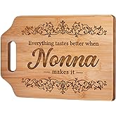 AceThrills Nonna Gifts for Nonna Christmas from Grandkids - Engraved Bamboo Cutting Board 12.3"L x 8.7"W x 0.4"Th