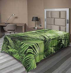 Ambesonne Rainforest Flat Sheet, Palm Trees and