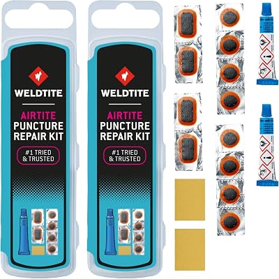 Weldtite Airtite Bike Tyre Puncture Repair Kit 6 Patches Pack of 2