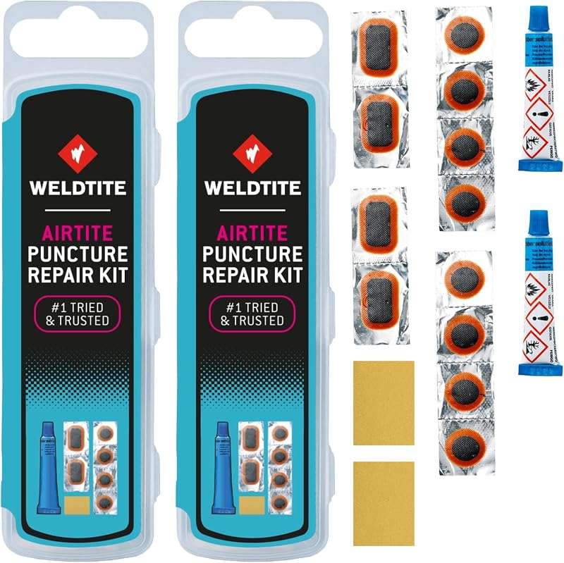 Weldtite Airtite Bike Tyre Puncture Repair Kit 6 Patches Pack of 2