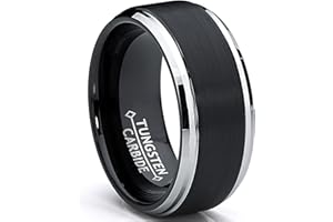 METAL MASTERS CO. 9MM Black Two Tone Tungsten Carbide Men's Brushed Wedding Band Ring, Comfort Fit Sizes 8 to 13