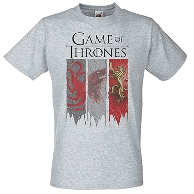 Gents Grey Game Of Thrones House Banners T Shirt Fan Art Designed