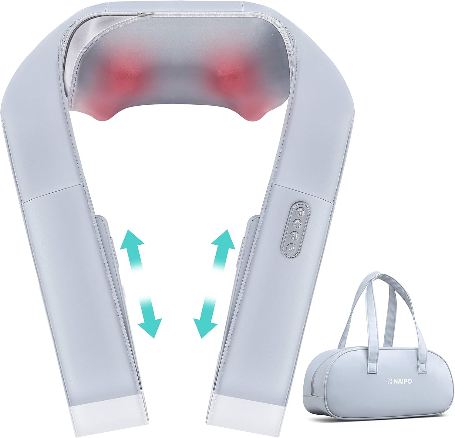 Naipo Back and Neck Massager with Adjustable Heat and Strap, Deep Tissue Kneading Massage for Shoulder, Lower Back, Calf, oCuddle™ Series Shiatsu Electric Massager, Gift for Women, Friends, Birthday: Health & Personal Care