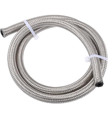 X AUTOHAUX 15ft AN4 Fuel Hose - 1/4" Braided Nylon Stainless Steel Line For Oil, Fuel, Gas (Black) - View #8