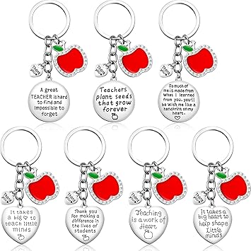 7 Pezzi Portachiavi Di Insegnante Mela Per Donne Regalo Di Apprezzamento Dell Insegnante Regalo Grazie Regalo Per Ringraziamento Set Di Portachiavi Con Ciondolo A Forma Di Cuore Amazon It Giochi E Giocattoli