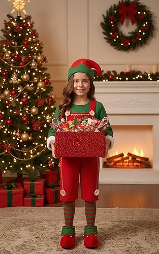 Simplecc Kids Christmas Elf Costume Set Girls Holiday Elf Dress with Elf  Hat Shoes Socks (5-6 Years) in Kenya | Whizz 14702634011