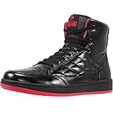 Soulsfeng Men's Women's High Top Sneakers Leather Ankle Boots Lace Up Walking Tennis Shoes