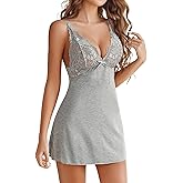 Avidlove Lingerie for Women Sexy Babydoll Chemise Nightgown Lace Strap Nightwear Modal Sleep Dress