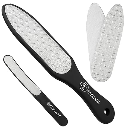FABCARE Laser Hornhautraspel - Neue Verbesserte Version - Austauschbare Raspelfläche - Hornhautentferner inkl. Mini Fußfeile - Hornhautfeile - Fußpflege Set zur Hornhaut Entfernung (5-teilig)