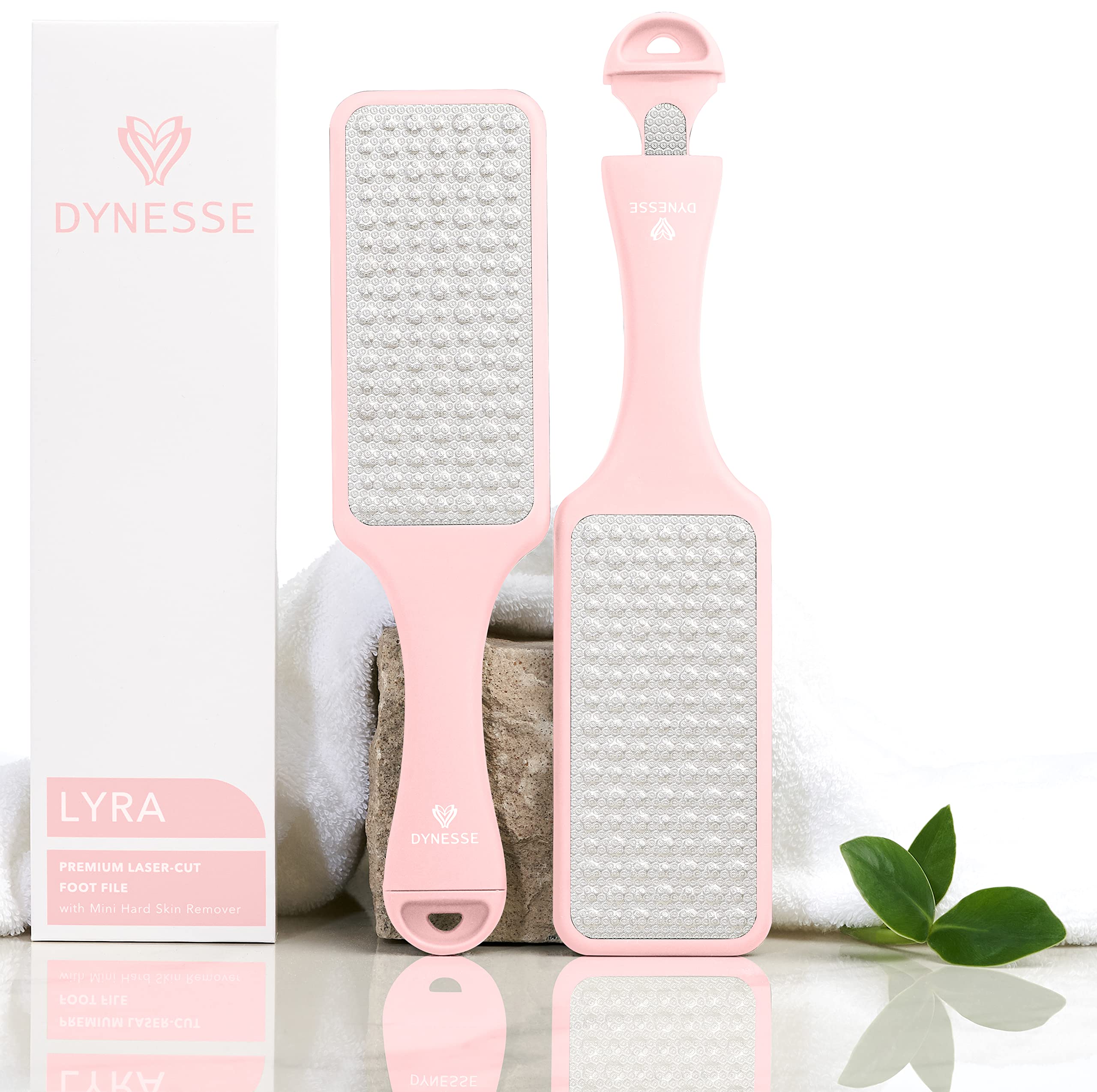 DYNESSE Pedicure Foot File. Professional 3-in-1 Callus Remover with Mini-File. No Risk of Injury. Laser-Cut. Stainless Steel. Foot rasp. Scrubber. Reusable. Ergonomic Handle. Washable. Premium Quality