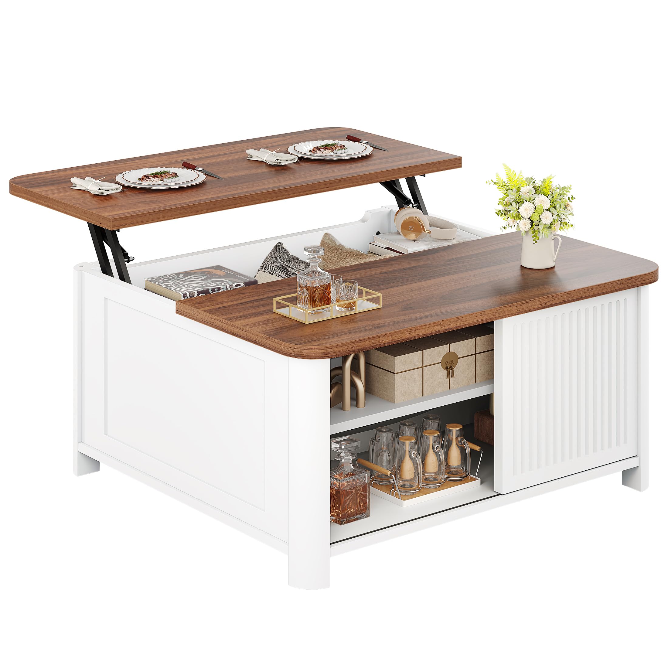 Decofy Lift Top Coffee Table with Storage, 31.5" Mid Century Modern ...