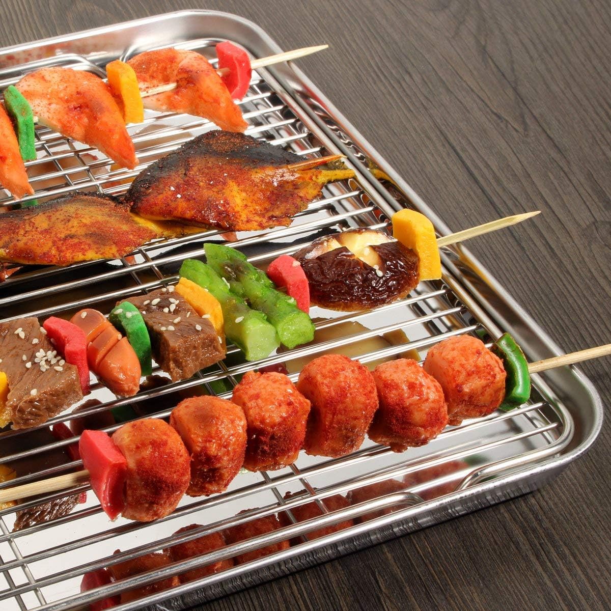 Wildone Baking Sheet & Rack Set [2 Sheets + 2 Racks], Stainless Steel Cookie Pan with Cooling Rack, Size 16 x 12 x 1 Inch, Non Toxic & Heavy Duty & Easy Clean: Kitchen & Dining