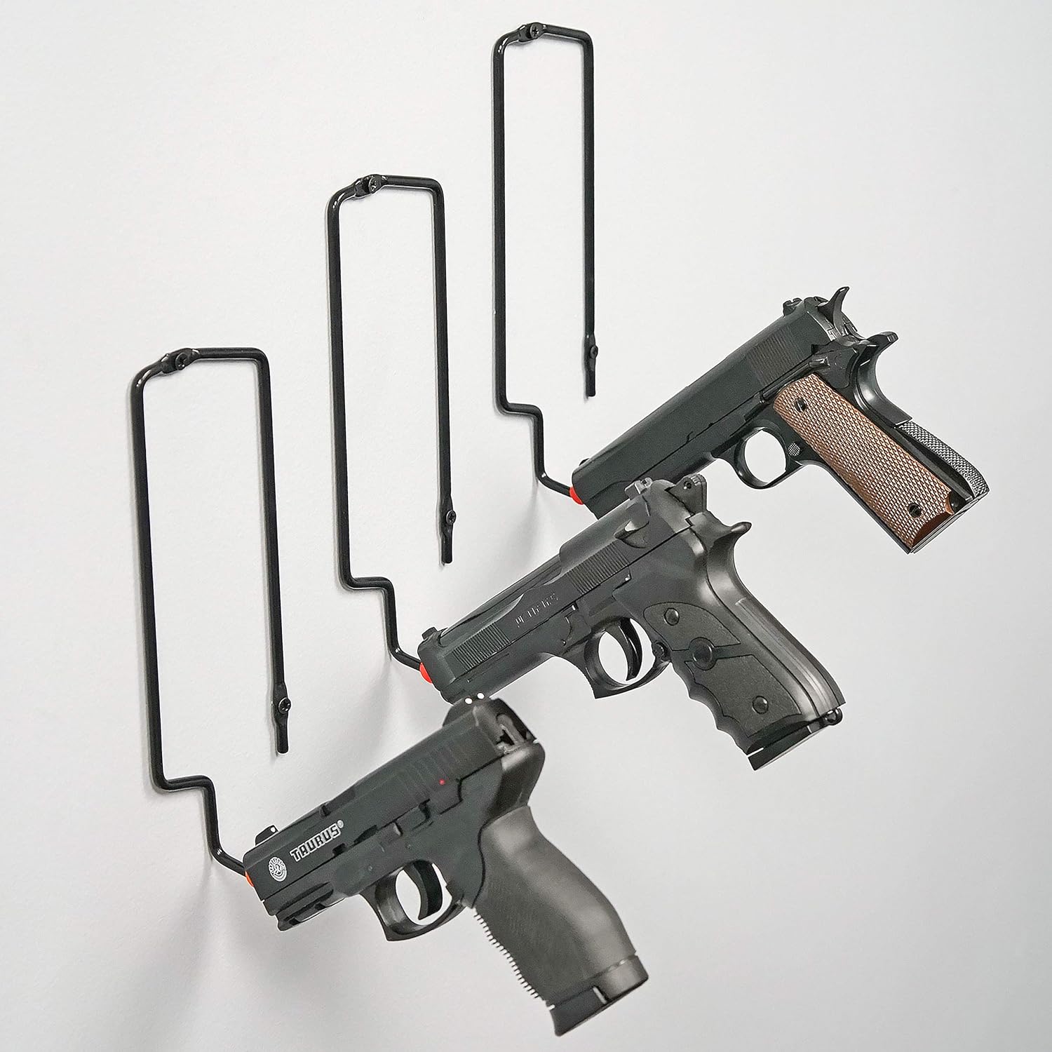 BOOMSTICK Gun Accessories Stand Style Vinyl Coated Metal Handgun Pistol Rack (Pack of 3): Sports & Outdoors