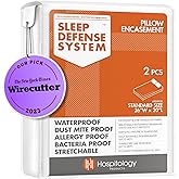 HOSPITOLOGY PRODUCTS Pillow Encasement- Zippered Bed Bug Dust Mite Proof Hypoallergenic - Sleep Defense System - Standard - Waterproof - Set of 2 - 20" H x 26" W