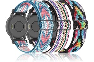 Bolesi 3 Pack 18mm Stretchy Nylon Watch Bands for Garmin Venu 2S / Venu 3S /Vivoactive 4S/ Vivoactive 3S,Soft Sport Band Quick Release Wristband Loop Elastic Strap for Men Women