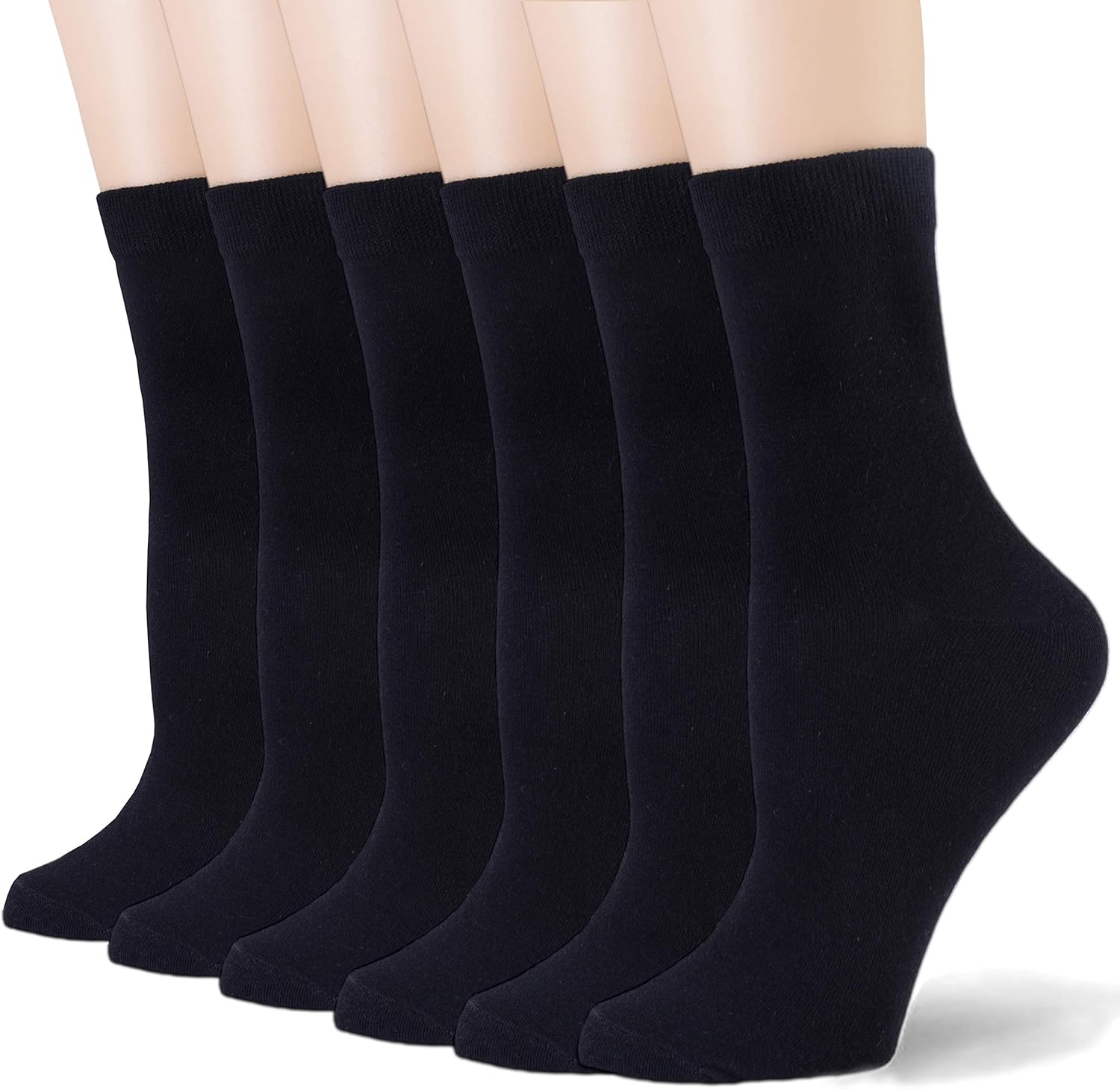Coumore Women's Black Crew Socks High Ankle Long Dress Work Casual Ladies Thin Socks for Women