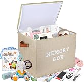 Lukeline Memory Box for Keepsake, Decorative Keepsake Bin with Handles,Memory Box Keepsakes Gift for Anniversary, Wedding, Birthday, Valentines Day