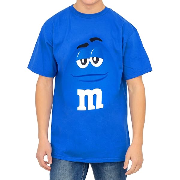 M&M's Candy Blue Silly Character Face Adult T-Shirt (X-Small