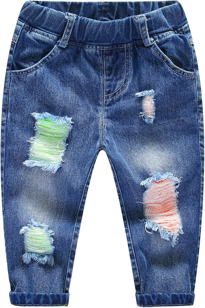 colorful ripped jeans