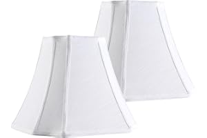 GO&SO Set of 2 Medium Octangonal Lamp Shades Off White,Square Cut Corner Lamp Shade for Floor Lamps,Table Lamps for Bedroom Lamps, 6.5x13.2x10.6",Natural Linen, Traditional Shade, Easy Assembly