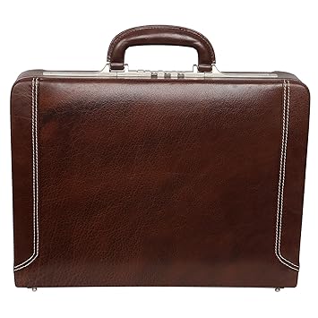 Reo Leather Briefcase bag cum office file bag for men color Brown Expandable