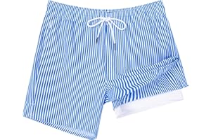 SURF CUZ Mens Swim Trunks with Compression Liner Swimming Trunks 5 Inch Bathing Suit Quick Dry Swim Shorts