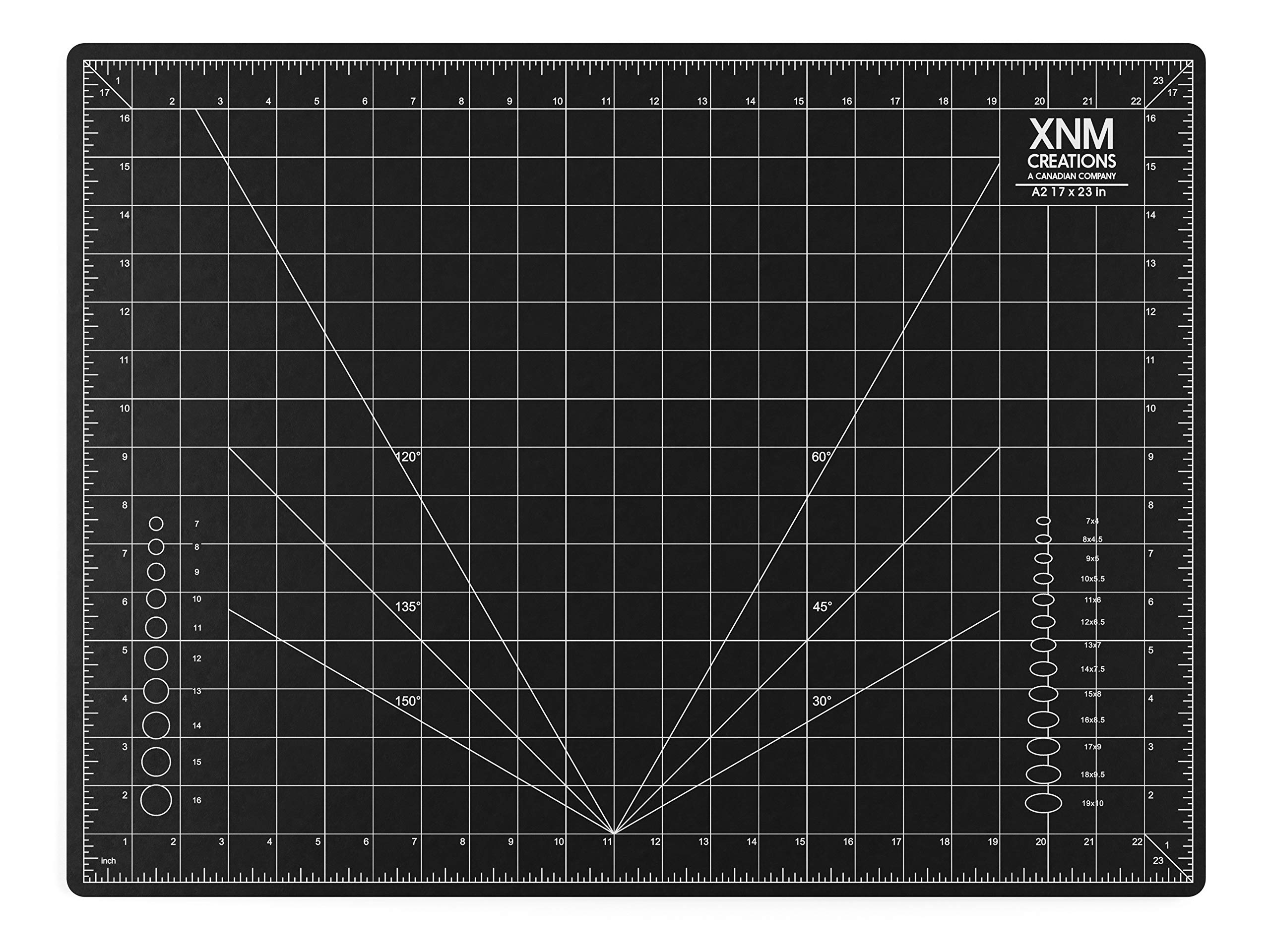 XNM Premium Self Healing Cutting Mat - 18 Inches by 24 inches - A2, 3 Layer Quality PVC Construction - Dual Sided, Imperial and Metric Grid Lines - Perfect for Cutting, Sewing, and Crafts