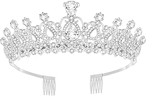 Queenship Tiara Crown for Women, Queen Tiara for Birthday Prom Bridal Party Custome Silver
