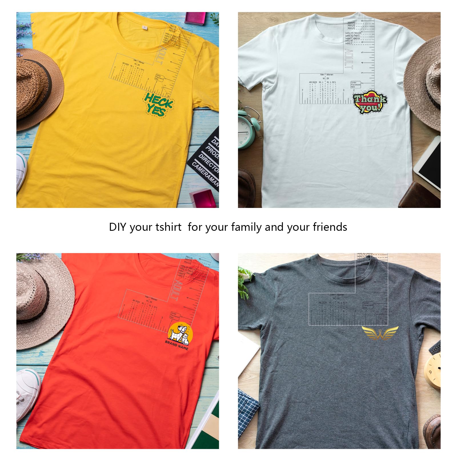 Left Chest Logo Placement Tool for Heat Press, Embroidery Placement Ruler, Acrylic Tshirt Ruler for Pocket Prints