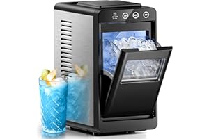 Electactic Ice Makers Countertop,26Lbs/24H,8Pcs in 6Mins,Portable Ice Maker Machine with Self-Cleaning,Interior Lighting,2 Sizes of Bullet Ice for Home/Office/Party(Black)