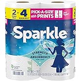 Sparkle Pick-A-Size Paper Towels, Spirited Prints, 2 Double Rolls, Strong 2 Ply Towels for Kitchen Cleanup and Everyday Messes