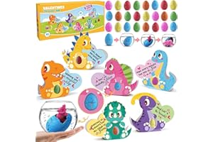 SURCVIO 24 Pack Valentines Day Gifts for Kids, Dinosaur Egg with Dinosaur 3D Greeting Cards for Kids, Valentine's Day School Prize Party Favor, Classroom Exchange Gift Set
