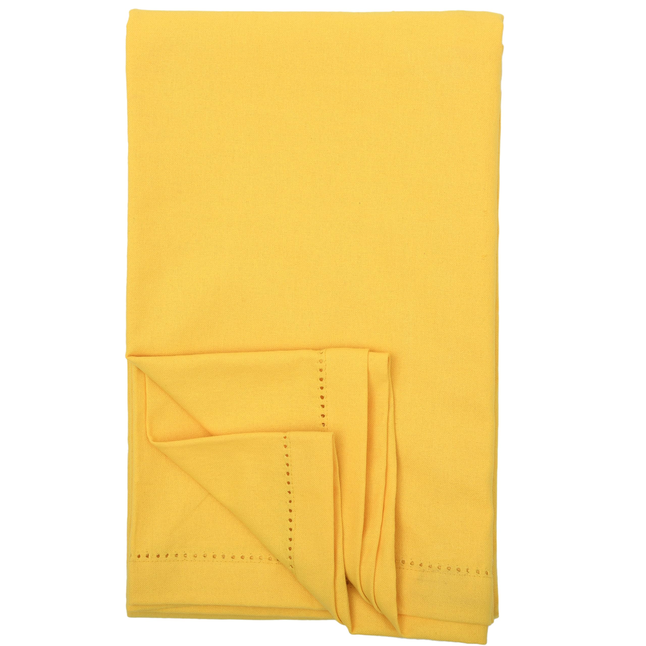 Ragged Rose Cotton Tablecloth for a 6-7 Ft Table - Versatile Table Cloth with Simple Embroidered Hem - Indoor & Outdoor Decor for Living Room, Kitchen, & Garden