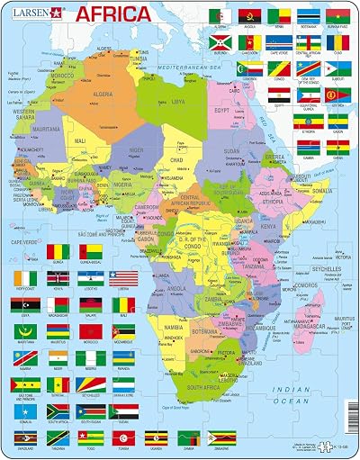Larsen K13 Africa Political Map Jigsaw Puzzle 70 Piece Tray Frame English