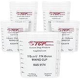 Custom Shop Paint Mixing Cups, 5-Quart (12 Pack) - Plastic Measuring Cups for Liquids, Automotive Painting, Epoxy Resin, Acrylic Arts, Crafts, Disposable or Reusable, Graduated, Mixing Ratios