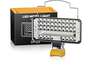 20V Cordless LED Work Light Suitable for Dewalt Battery, 90W 9000LM 7" Battery Light LED Work Light Flashlight with USB and T