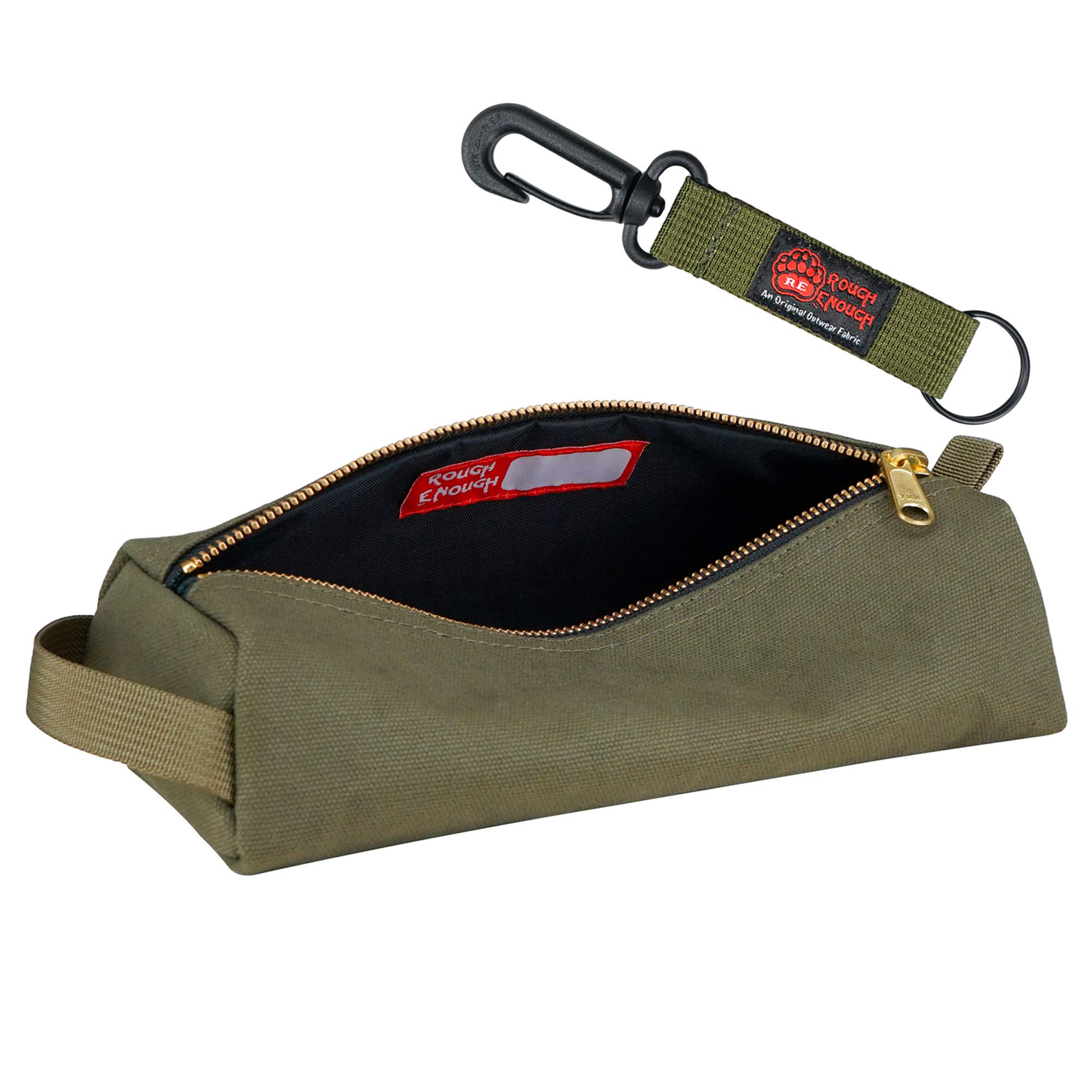 Rough Enough Military Highly Heavy Duty Canvas Mufti-Functional Classic Vintage Stationary Small Tool Pouch Pencil Case Durable Pen Bag Zipper Box Holder For Arts Supply Pens Pencils School Supplies